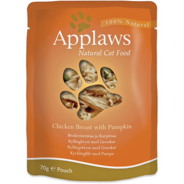 Applaws Chicken with Pumpkin in Broth Pouch For Cats 成貓雞胸&南瓜 70g X12 包